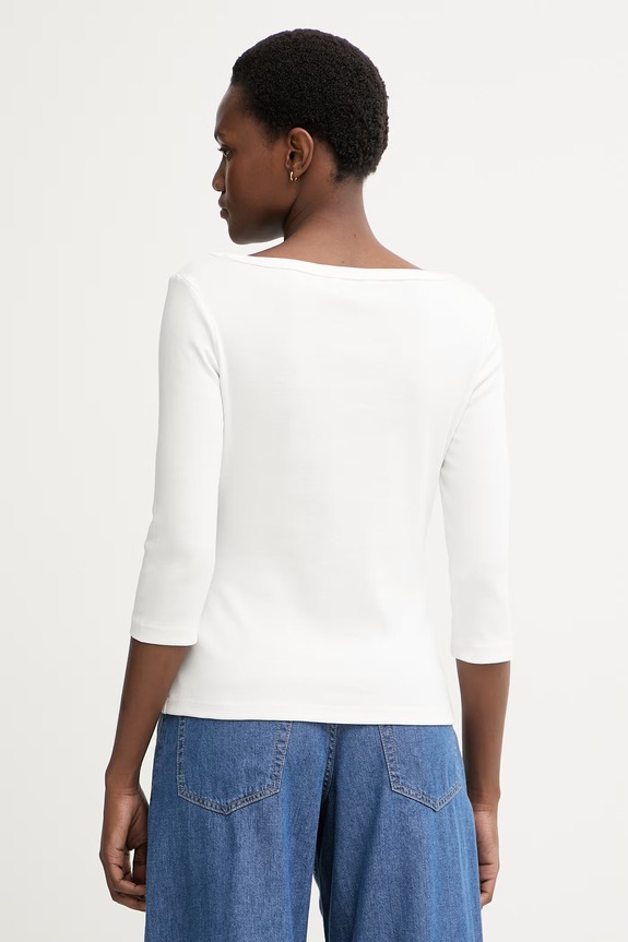 Îmbrăcăminte Tommy Hilfiger longsleeve pentru femei din bumbac WW0WW49928 alb