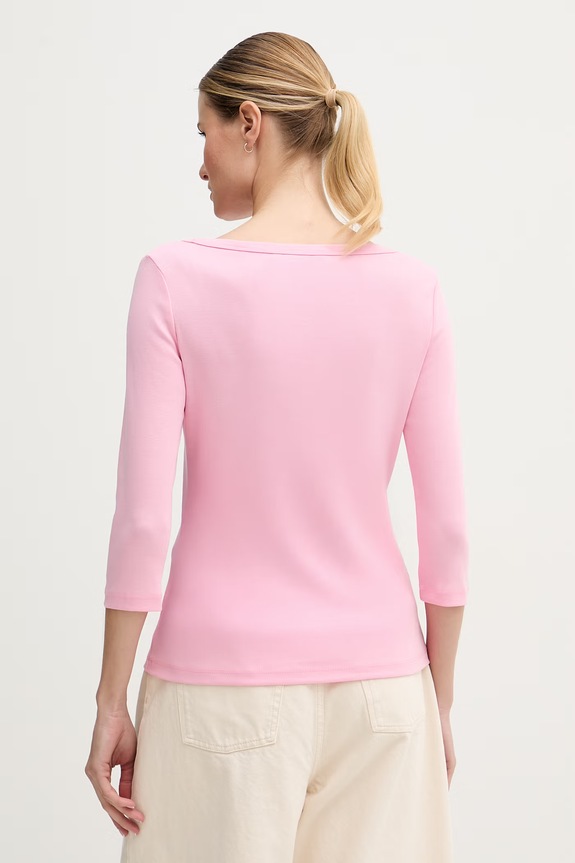 Îmbrăcăminte Tommy Hilfiger longsleeve de damă din bumbac WW0WW49928 roz