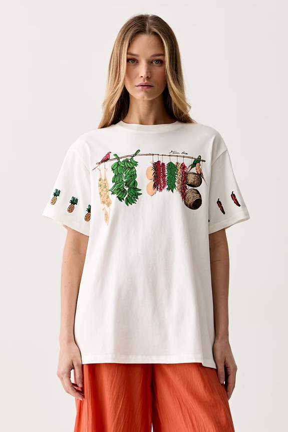 Farm Rio T-shirt damski bawełniany beżowy 356411