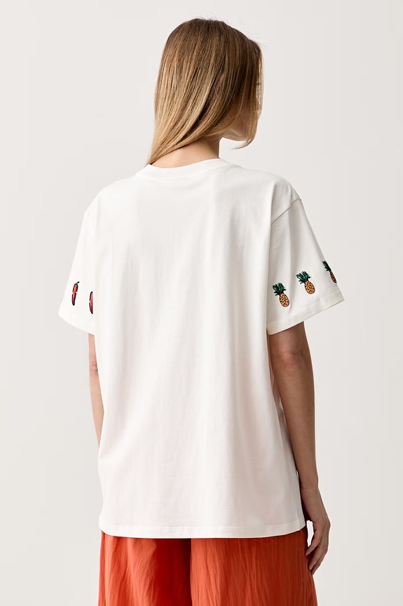 Odzież Farm Rio T-shirt damski bawełniany 356411 beżowy