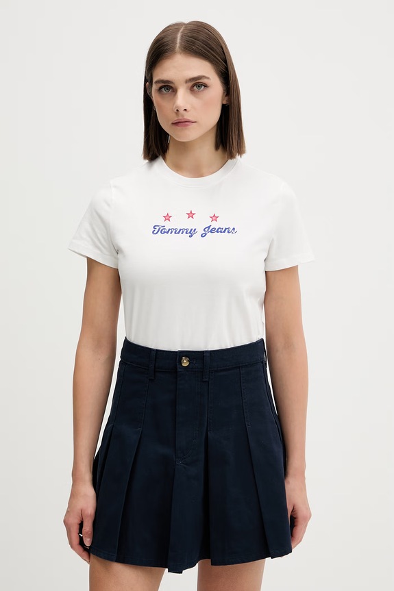 Odjeća Tommy Jeans majica za žene od pamuka DW0DW23481 bijela
