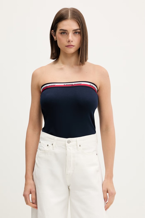 Tommy Jeans top za žene s viskozom mornarsko plava DW0DW23139