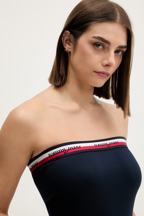 Tommy Jeans top za žene s viskozom mornarsko plava DW0DW23139