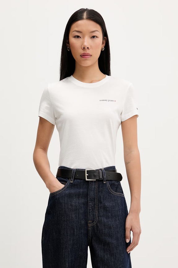 Tommy Jeans tricou pentru femei, din bumbac alb DW0DW23479