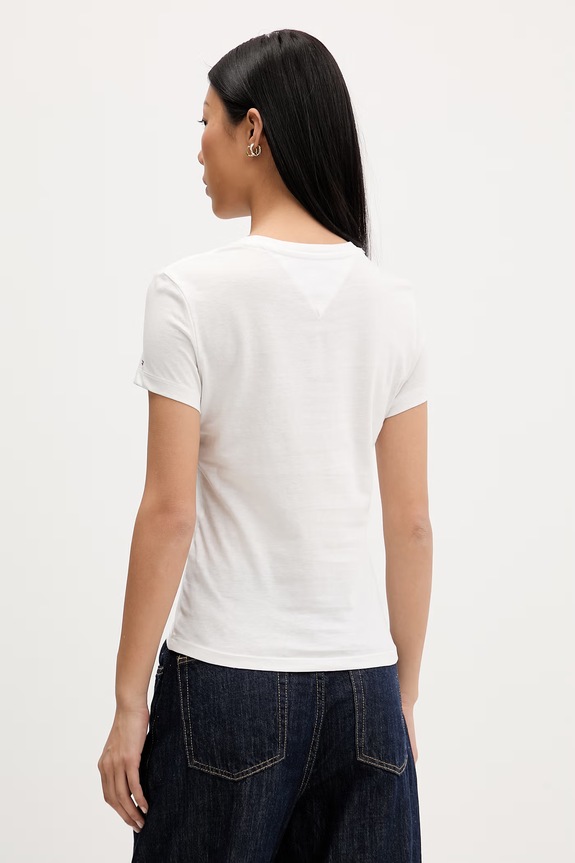 Îmbrăcăminte Tommy Jeans tricou pentru femei, din bumbac DW0DW23479 alb