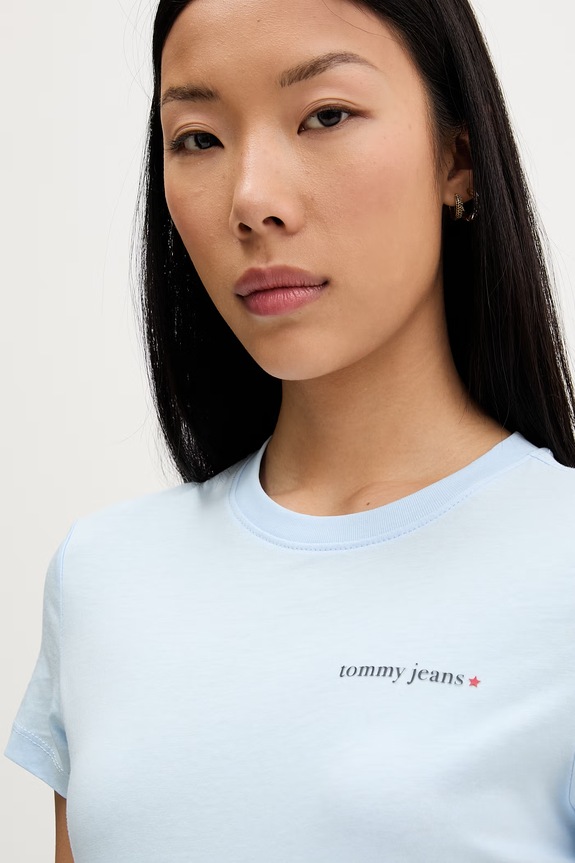 Tommy Jeans tricou pentru femei, din bumbac albastru DW0DW23479