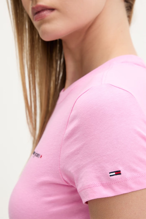 Tommy Jeans t-shirt damski bawełniany DW0DW23479 różowy