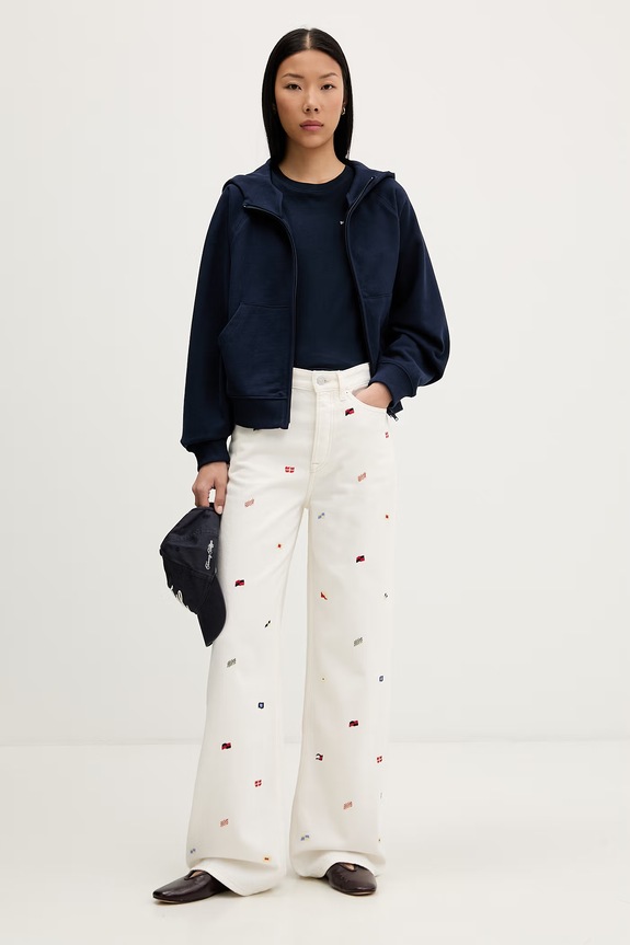 Tommy Jeans tricou pentru femei, din bumbac DW0DW23479 bleumarin AW26