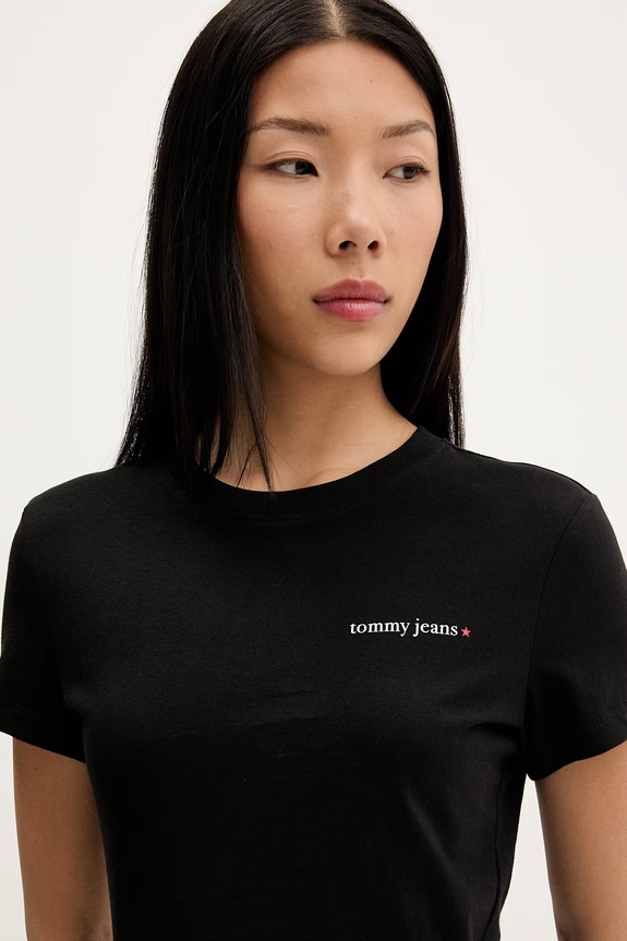 Tommy Jeans tricou pentru femei, din bumbac negru DW0DW23479