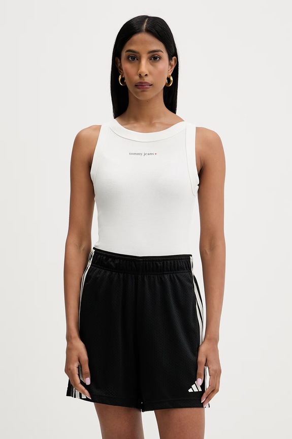 Tommy Jeans Crop top Γυναικείο βαμβακερό με ελαστάν μπεζ DW0DW22806