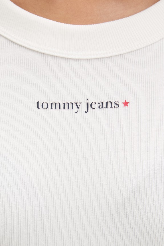 Tommy Jeans Crop top Γυναικείο βαμβακερό με ελαστάν DW0DW22806 μπεζ