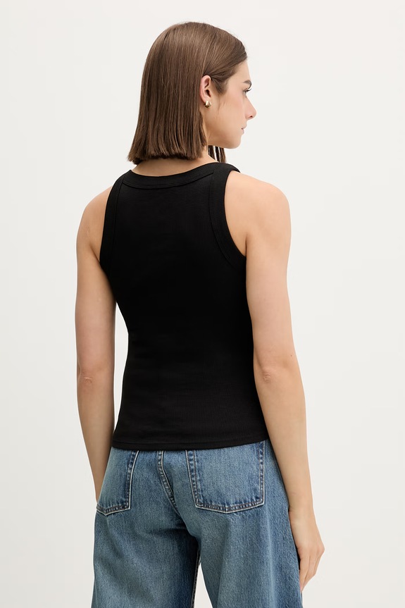 Îmbrăcăminte Tommy Jeans crop top pentru femei, din bumbac cu elastan DW0DW22806 negru