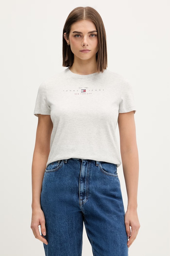 Tommy Jeans T-shirt damski z bawełną szary DW0DW22789