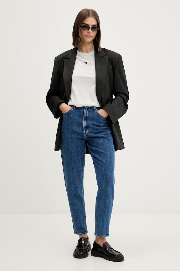Tommy Jeans T-shirt damski z bawełną DW0DW22789 szary AW26