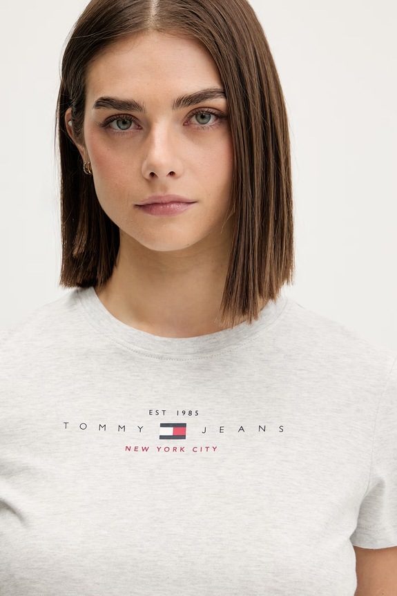 Tommy Jeans T-shirt damski z bawełną szary DW0DW22789