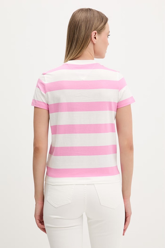 Odzież Tommy Jeans T-shirt damski bawełniany DW0DW23801 różowy