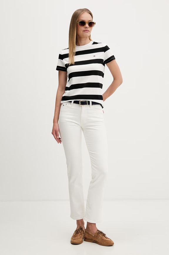 Tommy Jeans T-shirt damski bawełniany DW0DW23801 czarny AW26