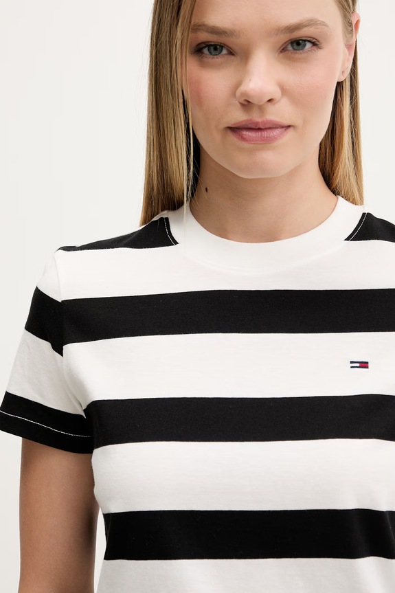 Tommy Jeans T-shirt damski bawełniany czarny DW0DW23801
