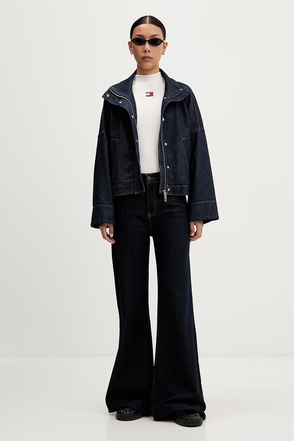 Tommy Jeans top pentru femei, din bumbac cu elastan DW0DW23478 bej AW26