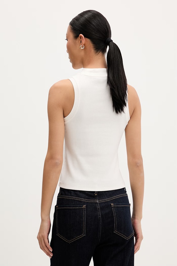 Îmbrăcăminte Tommy Jeans top pentru femei, din bumbac cu elastan DW0DW23478 bej