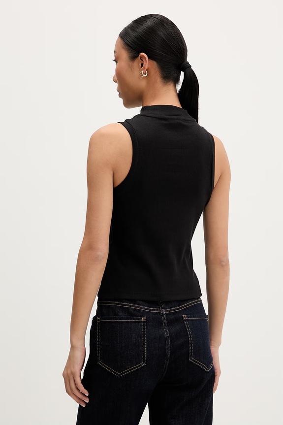 Îmbrăcăminte Tommy Jeans top pentru femei, din bumbac cu elastan DW0DW23478 negru