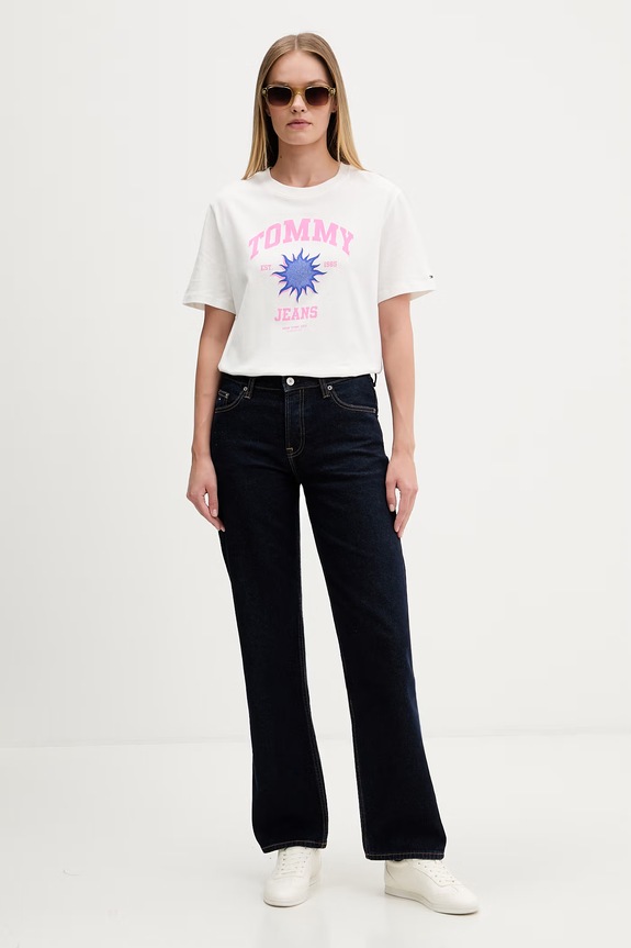 Tommy Jeans T-shirt damski bawełniany DW0DW23159 biały AW26