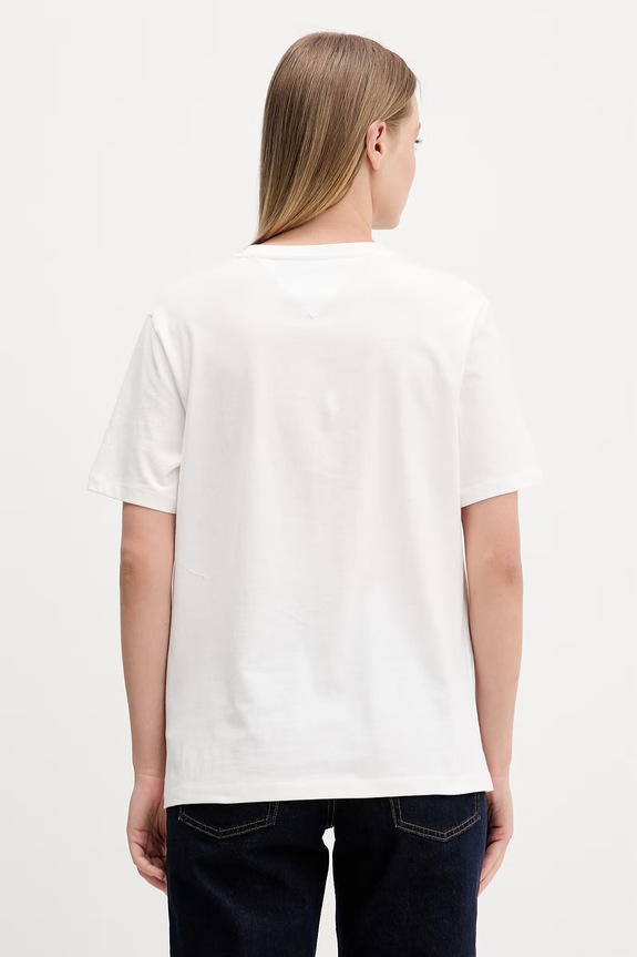 Odzież Tommy Jeans T-shirt damski bawełniany DW0DW23159 biały