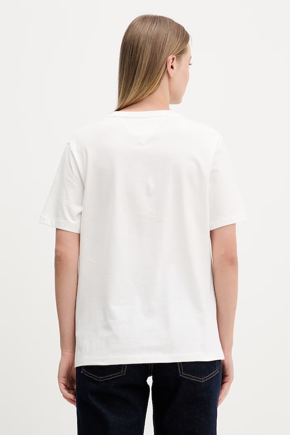 Odzież Tommy Jeans T-shirt damski bawełniany DW0DW23159 biały