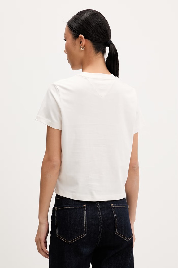 Odzież Tommy Jeans T-shirt damski bawełniany DW0DW22818 beżowy