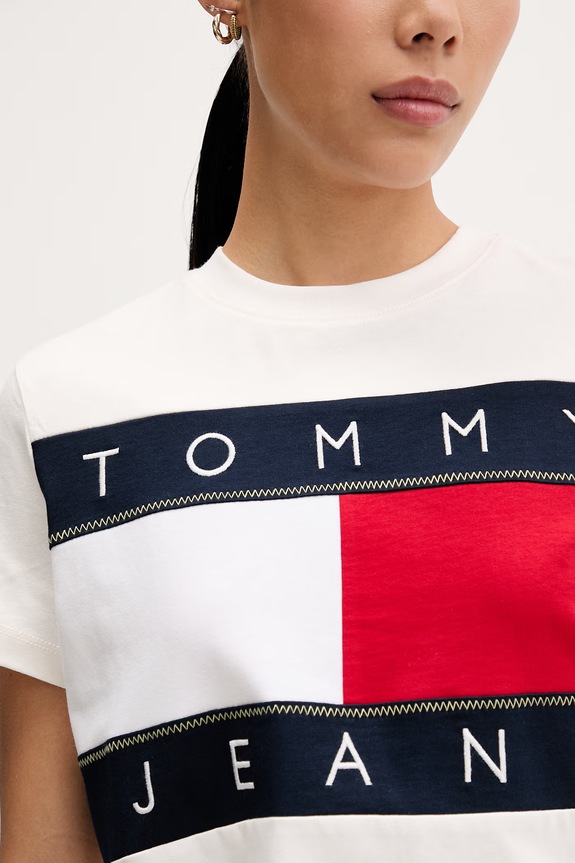 Tommy Jeans T-shirt damski bawełniany DW0DW22818 beżowy