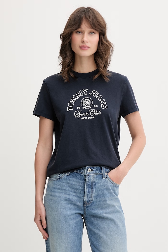 Tommy Jeans tričko dámské bavlněné námořnická modř DW0DW22816