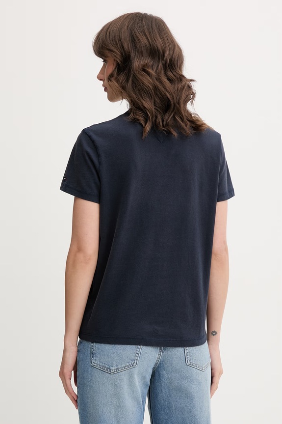 Oblečení Tommy Jeans tričko dámské bavlněné DW0DW22816 námořnická modř