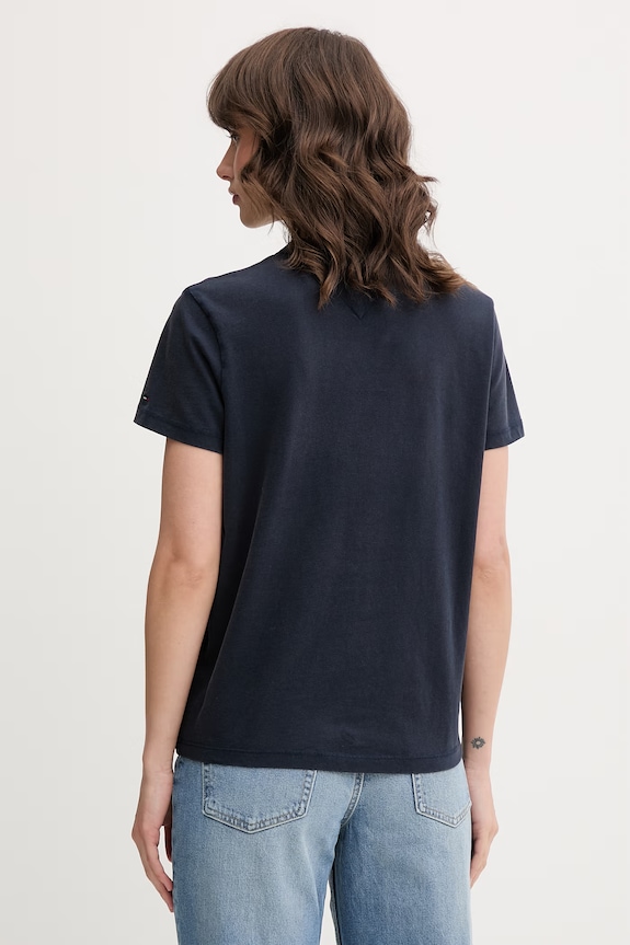 Oblečení Tommy Jeans tričko dámské bavlněné DW0DW22816 námořnická modř