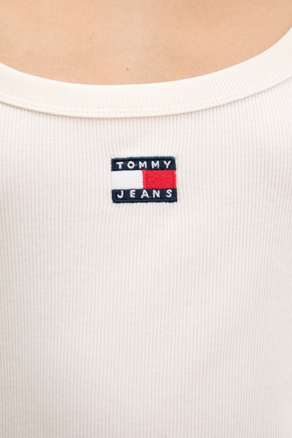Tommy Jeans tricou pentru femei, din bumbac cu elastan DW0DW22793 bej