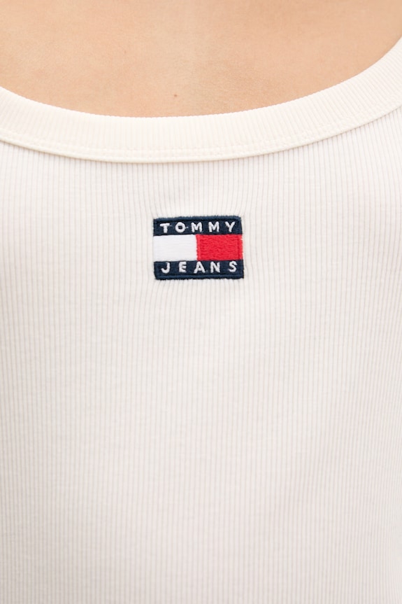 Tommy Jeans tricou pentru femei, din bumbac cu elastan DW0DW22793 bej