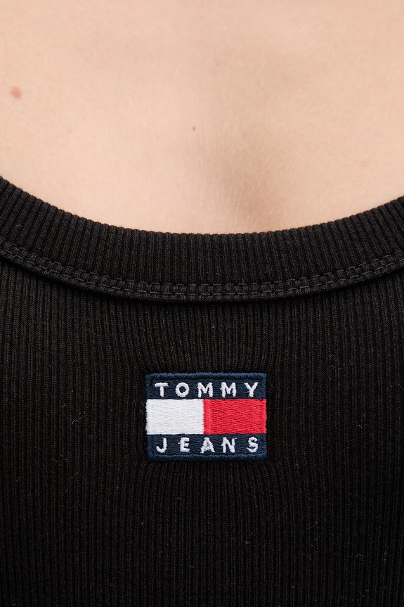 Tommy Jeans T-shirt damski bawełniany z elastanem DW0DW22793 czarny