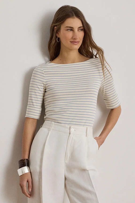 Lauren Ralph Lauren tričko dámske s bavlnou béžová 200P13919