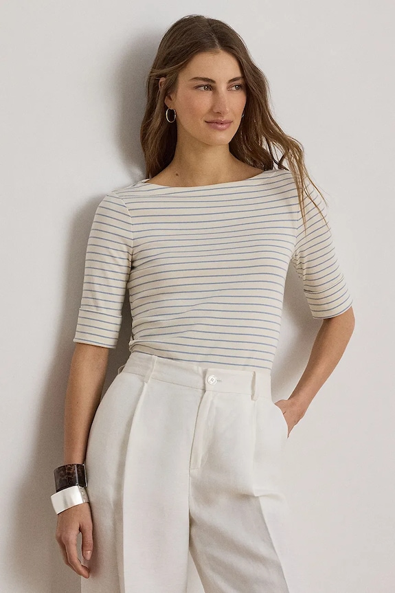 Lauren Ralph Lauren tričko dámske s bavlnou béžová 200P13919