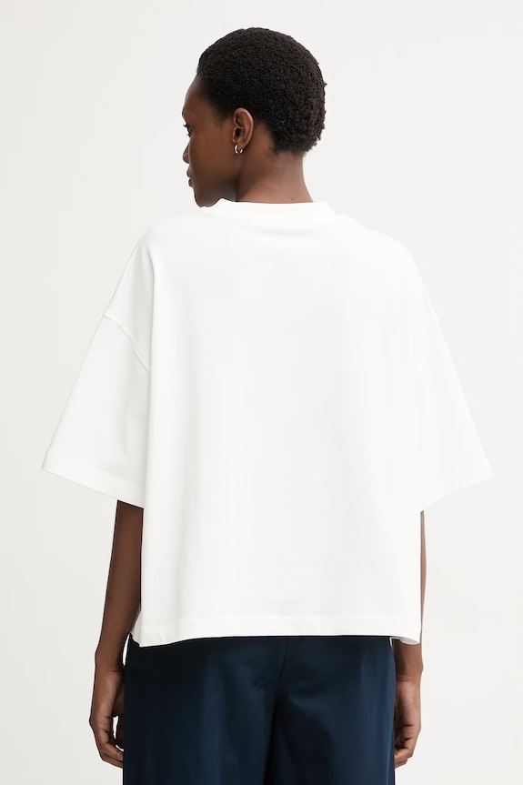 Odjeća Tommy Hilfiger oversize majica kratkih rukava ženska pamučna WW0WW50940 bež