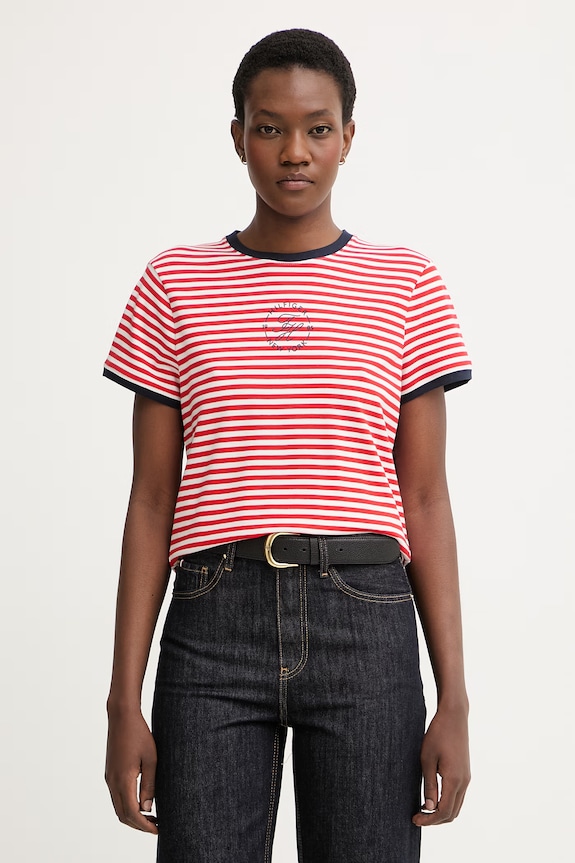 Tommy Hilfiger t-shirt γυναικείο με lyocell κόκκινο WW0WW50032
