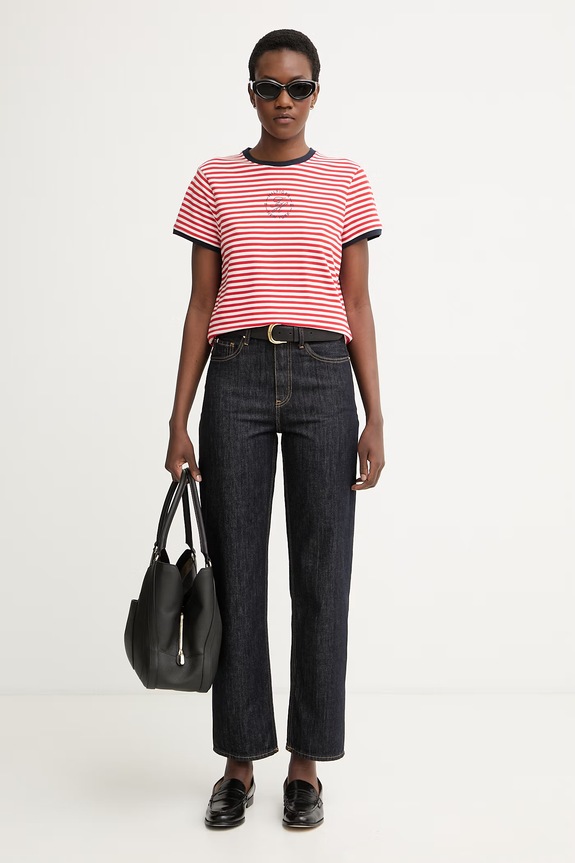 Tommy Hilfiger t-shirt γυναικείο με lyocell WW0WW50032 κόκκινο AW26