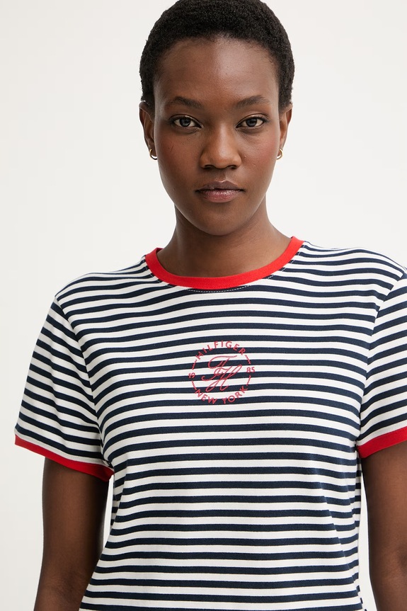 Tommy Hilfiger t-shirt γυναικείο με lyocell σκούρο μπλε WW0WW50032