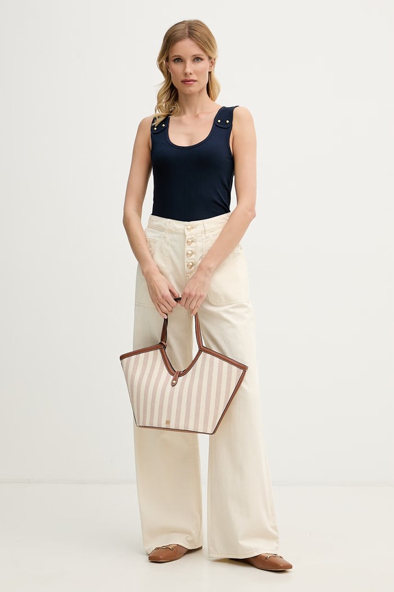 Tommy Hilfiger top damski z wiskozą WW0WW52112 granatowy AW26