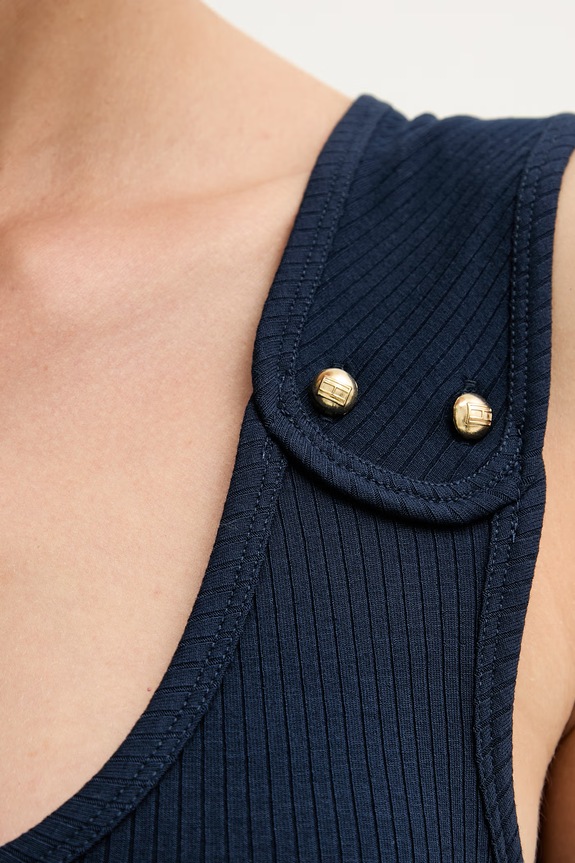 Tommy Hilfiger top damski z wiskozą WW0WW52112 granatowy