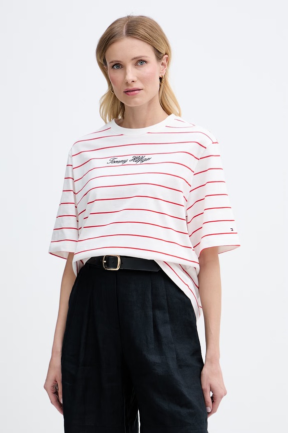 Tommy Hilfiger T-shirt damski bawełniany biały WW0WW50948