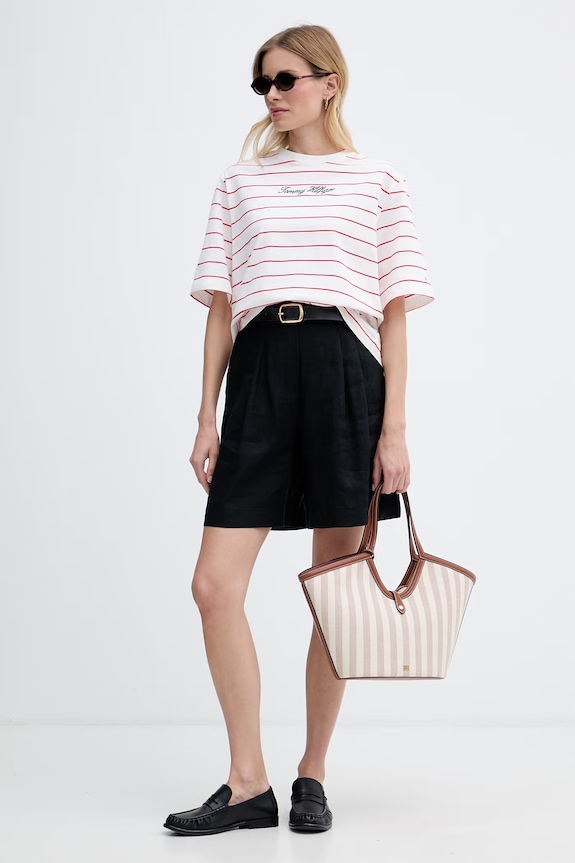 Tommy Hilfiger T-shirt damski bawełniany WW0WW50948 biały AW26