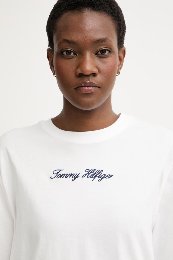 Tommy Hilfiger tricou pentru femei, din bumbac alb WW0WW50948