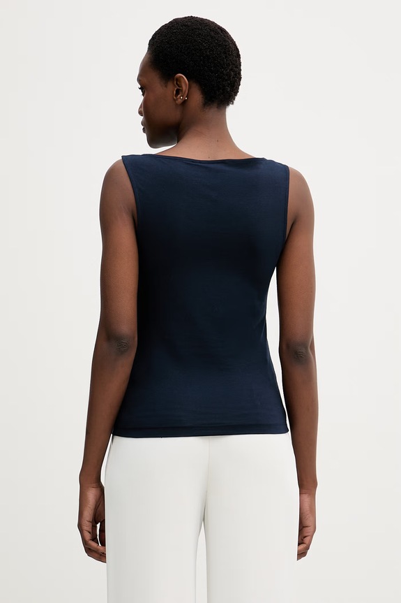 Oblačila Tommy Hilfiger top ženski bombažni z elastanom WW0WW50947 mornarsko modra