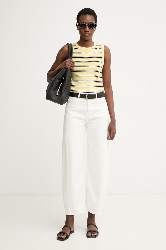 Tommy Hilfiger top dámsky bavlnený WW0WW50025 žltá AW26
