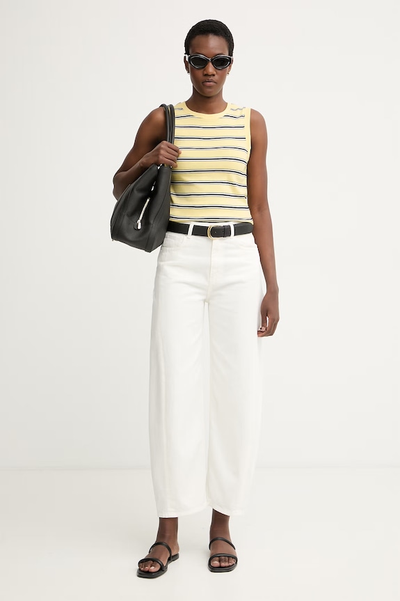 Tommy Hilfiger top dámsky bavlnený WW0WW50025 žltá AW26